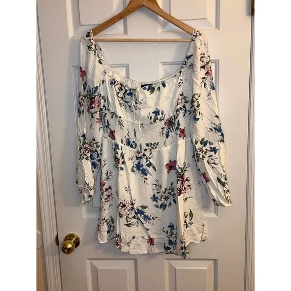 Urban Outfitters Lumiere Ivory/Red/Blue Floral Print Dress SZ M - Picture 8 of 16